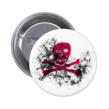 Pink Grunge Skull Button