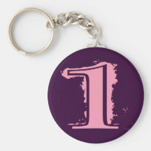 Pink Grunge Style Number 1 Key Chains