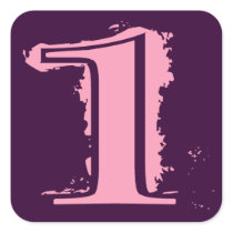 Pink Grunge Style Number 1 Square Sticker