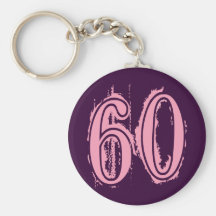 Pink Grunge Style Number 60 Keychain