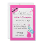 Pink Guitar  Birthday Invitations