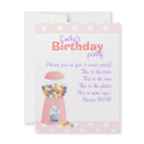 Pink Gumball Machine Custom Invitations