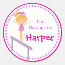 Pink Gymnastics Back to School Sticker