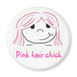 Pink hair chick refrigerator magnets