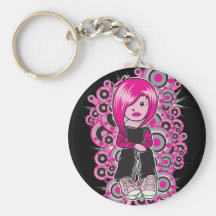 pink hair punk emo girl vector art keychains