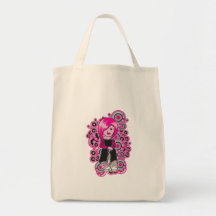 pink hair punk emo girl vector art tote bags