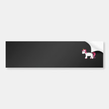 Pink hair unicorn black background bumper stickers