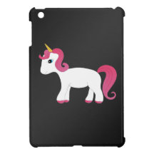 Pink hair unicorn black background iPad mini cover