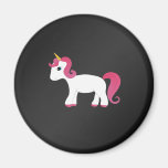 Pink hair unicorn black background refrigerator magnet