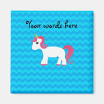 Pink hair unicorn blue chevrons magnets