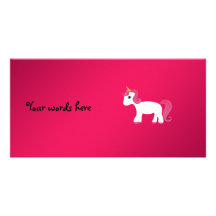 Pink hair unicorn picture card