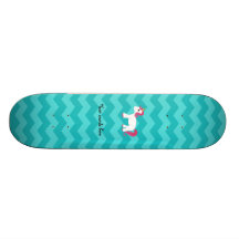 Pink hair unicorn turquoise chevrons skate board decks