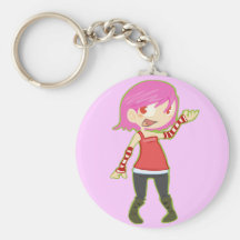 Pink Haired Girl Keychain