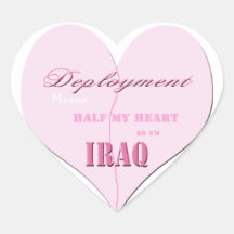 Pink Half Heart Deployment Iraq Stickers