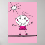 pink happy monster enjoys sunshine print