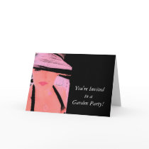 Pink Hat Lady, Garden Party Greeting Card