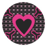 Pink Heart and Cross Bones on Black