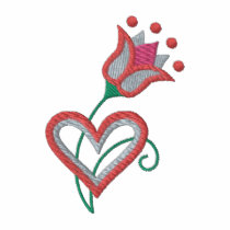 Pink Heart and Flower Embroidered Shirt