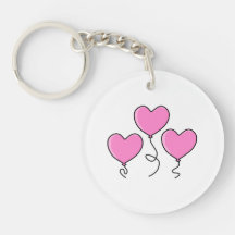 Pink Heart Balloon with Black Outline. Acrylic Key Chains