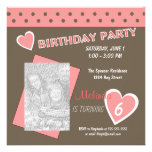 Pink Heart Birthday Invitation