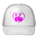 Pink heart bowling mesh hats