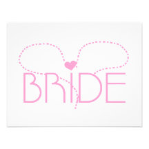 Pink Heart Bride T-shirts and Gifts Announcements