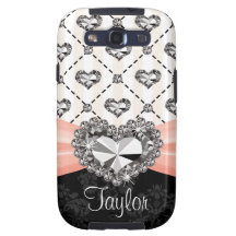 Pink Heart Diamond Rhinestone Samsung Galaxy SIII Cover