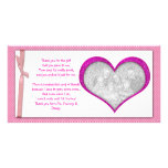 Pink Heart frame Thank You Photo Card from baby