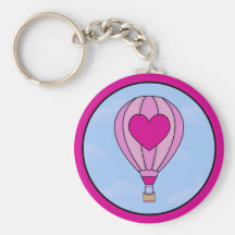 Pink Heart Hot Air Balloon Keychain