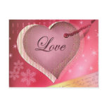 Pink heart love letter postcards