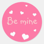 Pink heart love Valentine's day custom party favou Round Stickers
