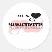 Pink Heart Massachusetts Stickers