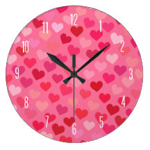 Pink Heart pattern Round Wall Clock