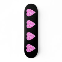 Pink Heart. Patterned Heart Design. Skate Deck