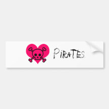 Pink Heart Pirates Bumper Stickers