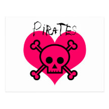 Pink Heart Pirates Post Cards