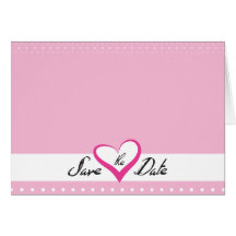 Pink Heart Save the Date Card
