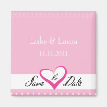 Pink Heart Save the Date Magnet