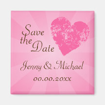 Pink heart save the date magnet