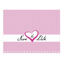 Pink Heart Save the Date Post Cards