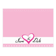 Pink Heart Save the Date Post Cards