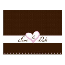 Pink Heart Save the Date Postcard
