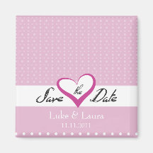 Pink Heart Save the Date Refrigerator Magnet
