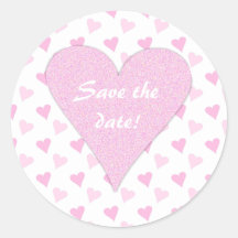 Pink Heart Save The Date Stickers