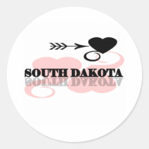 Pink Heart South Dakota Round Sticker