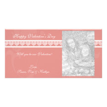 Pink Heart Valentine Photo Cards