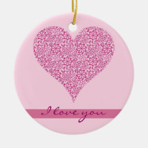Pink Heart with flowers ornament