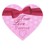 Pink Heart with Red Bow - True Love Forever Heart Sticker
