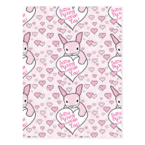 Pink Hearts and Bunny Love postcards