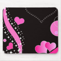 Pink hearts and stars - Mousepad